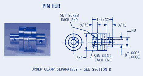 Oldham Coupling Pin Hub (100 oz-in)