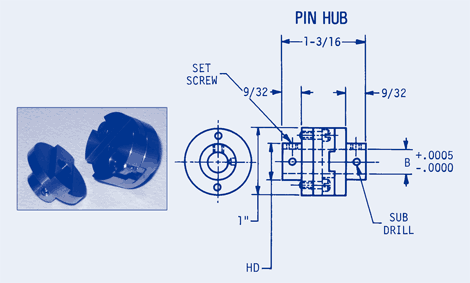 Oldham Coupling Pin Hub (150 oz-in)