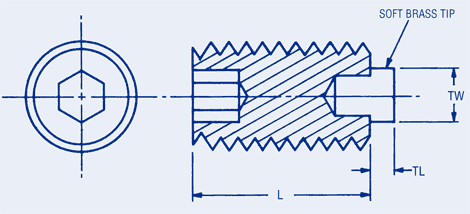 Brass Tip Set Screws, Hex Socket Drive, Inch