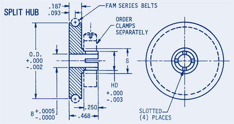 Precision Round Belt Pulleys 1/8 Split Hub