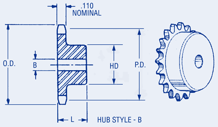 #25 Chain Sprockets Hub Type .250 Pitch