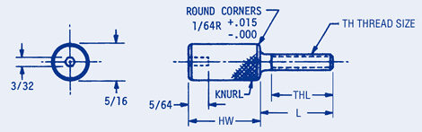 Knurled Thumb Screws Socket Heavy Head 5/16 Head size
