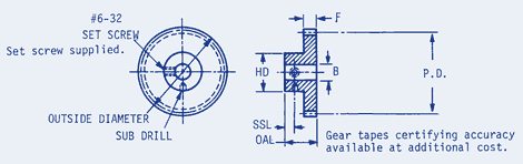 Spur Gear-Pin Hub 20 Pitch
