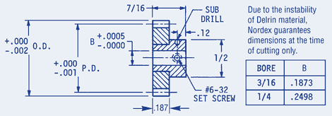 Spur Gear Hub Style Delrin® Gear/st.st. Hub 24 Pitch