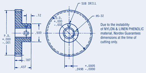 Spur Gear Hub Style Nylon & Linen phenolic 24 Pitch 1/4 Bore