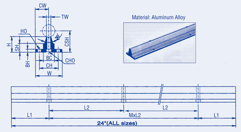 Shaft Support Rail, Inch Sizes