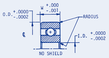 Precision Ball Bearings, Inch, Abec 7, unflanged, no shield