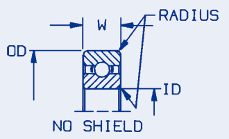 Radial Ball Bearings Inch, Abec 1, unflanged, no shield