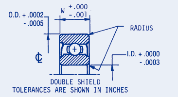 Precision Ball Bearings, Metric, Abec 3, unflanged, Shielded