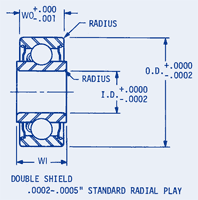 Extended Inner Race Bearing, Inch,Abec 7 unflanged, shielded