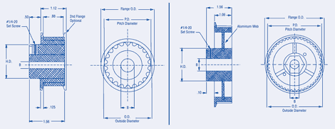 Timing Belt Pulleys - Nylon Series 8mm Pitch