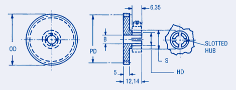 Spur Gear - Split Hub 0,8 Module, 5mm face, 5 & 8mm bore