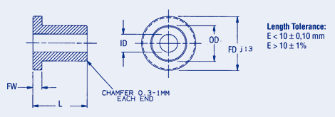 Oil Impregnated Bronze Bearing, commercial, Metric, flanged